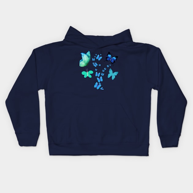 Blue Butterfly Kids Hoodie by Leo-Designs